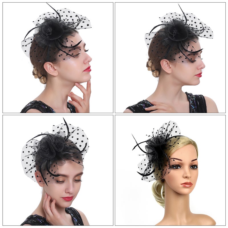 Vintage Fascinator Hat Mesh Headband Party Headwear for Halloween Party - Image 2