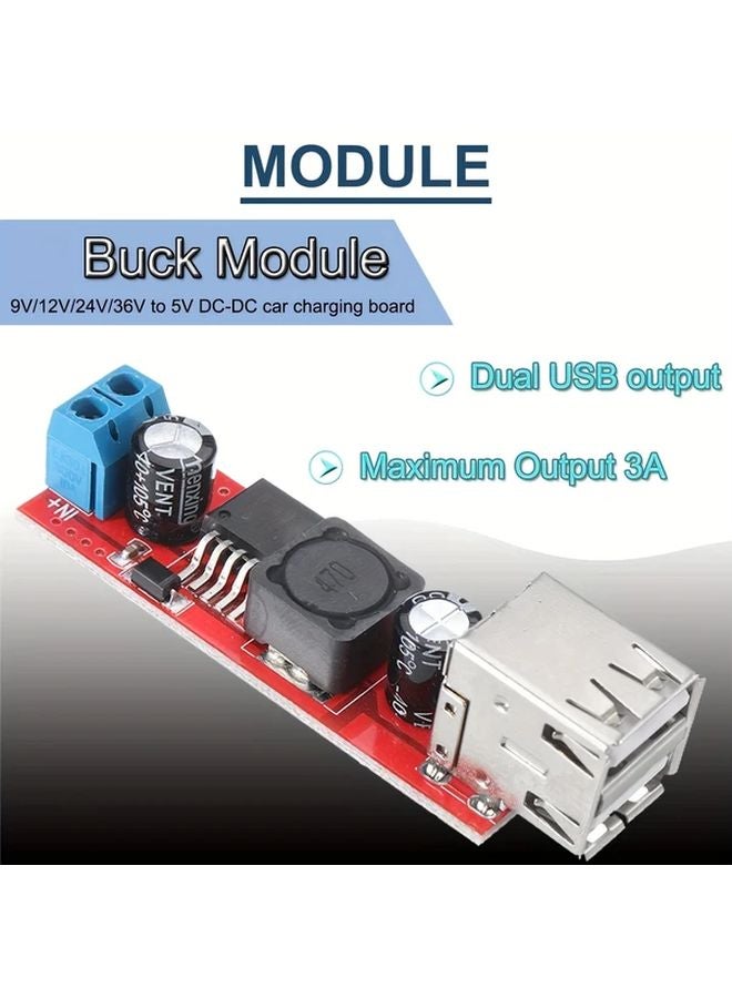 Red Dual USB Step Down Module 6 40V to 5V 3A DC Buck Converter Voltage Regulator - Image 5