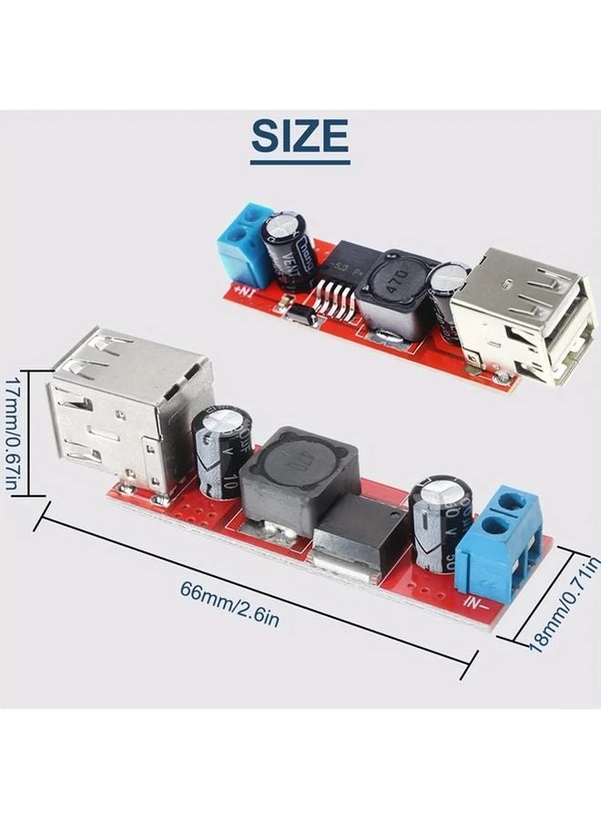 Red Dual USB Step Down Module 6 40V to 5V 3A DC Buck Converter Voltage Regulator - Image 3