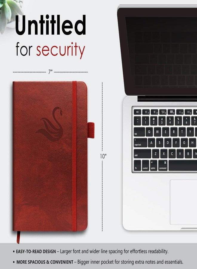 Jxselect Elegant Password Book with Alphabetical Tabs - Hardcover Password Book for Internet Website Address Login - 7" x 10" Password Keeper and Organizer w/Notes Section & Back Pocket (Wine Red) - Image 2