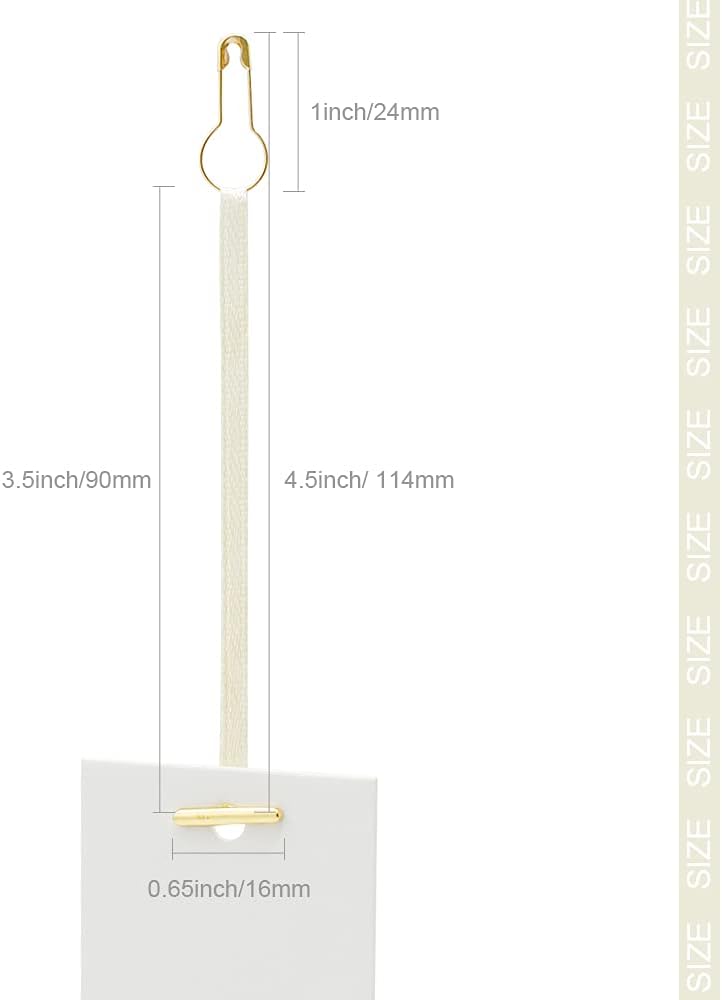 Renashed 4.5" 500Pcs Hang Tag Fasteners Silks and Satin Strings Safety Pin and Barb Easy and Fast to Attach (Beige) - Image 2