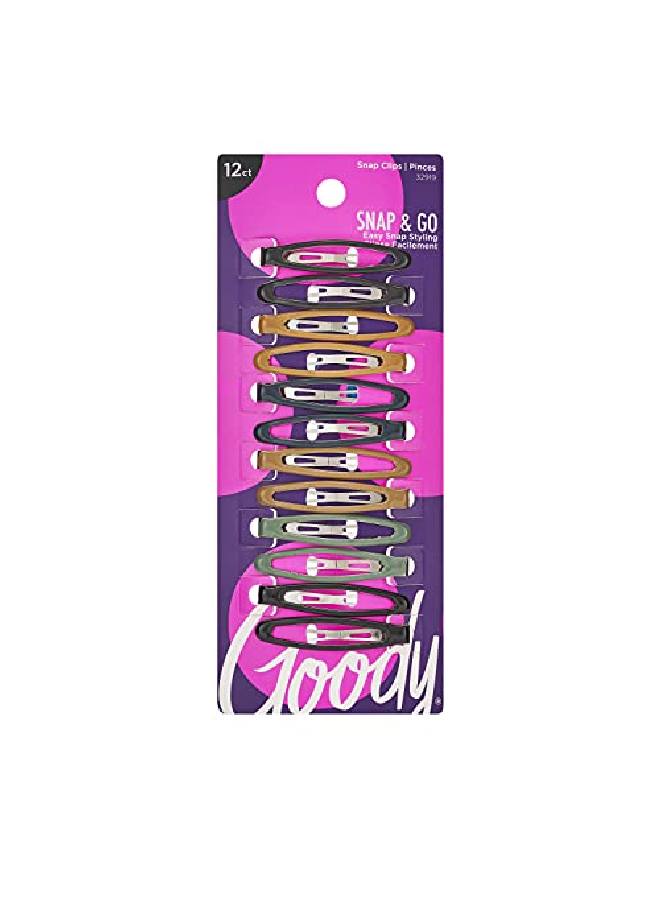 Goody Epoxy Contour Hair Snap Clips 12 Count Assorted Colors Just Snap Into Place Suitable For All Hair Types Painfree Hair Accessories For Women And Girls All Day Comfort - Image 1