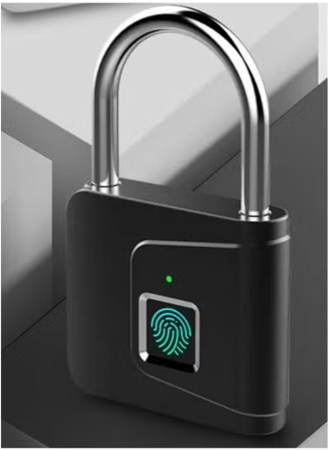 تايجر Anti-Theft Smart Fingerprint Padlock – Waterproof Biometric Lock with USB Charging | Keyless Intelligent Access for Gym Lockers, Cabinets, Suitcases, Bikes, School & Office Use | Portable, Durable & Compact Fingerprint Security Lock – Black  - Image 1