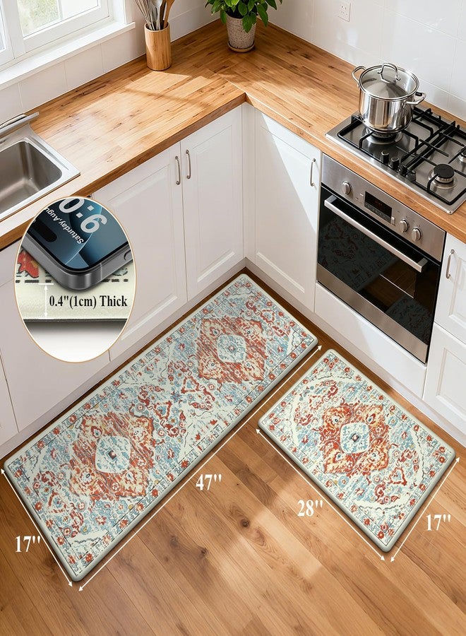 Ileading Anti Fatigue Kitchen Mat Set of 2 Waterproof Farmhouse Comfort Standing Mat Non Skid Cushioned Rugs Mats with Runner Kitchen Floor Carpet for Laundry Sink - Image 2