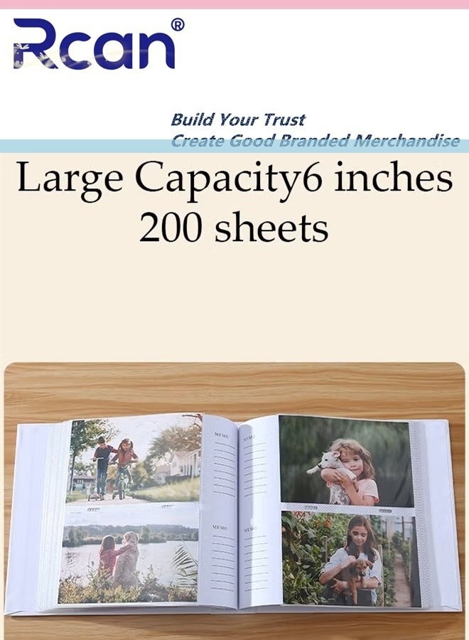 Rcan 200 Pockets Retro Photo Album for 6 Inches Photos Portable Photo Album for Family Wedding Boys Girls - Image 2
