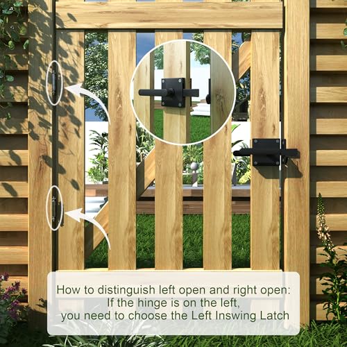 Sdstone Double Side Gate Latch,Heavy Duty Swinging Door Latch Gate Hardware for Wooden Fence,Gate Hardware for Left Inswing Outdoor Wooden Gates, Pool Gate, Backyard, Garden - Image 2