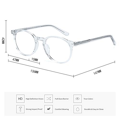 ZENOTTIC Vintage Round Glasses for Women Men Non-Prescription Clear Lens Eyeglasses Frame - Image 4