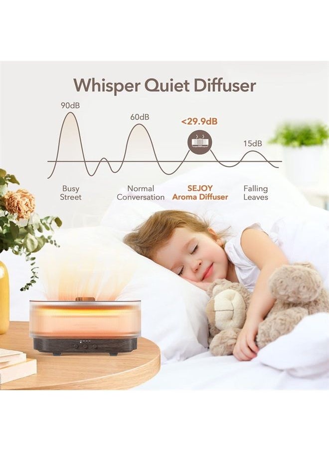 Flame Aroma Diffuser Humidifier Colorful, 6 Colors Quiet Essential Oil Diffusers, 2-6 Hour Timer Fragrance Oil Diffuser for Home,Office,Yoga, Waterless Auto-Off Protection 300ml