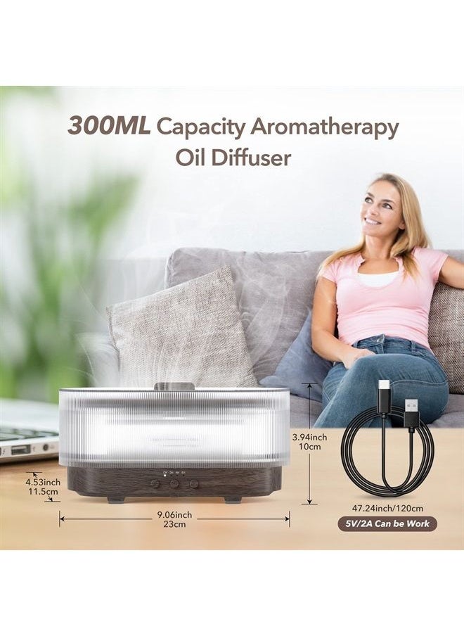 Flame Aroma Diffuser Humidifier Colorful, 6 Colors Quiet Essential Oil Diffusers, 2-6 Hour Timer Fragrance Oil Diffuser for Home,Office,Yoga, Waterless Auto-Off Protection 300ml