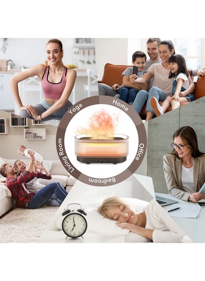 Flame Aroma Diffuser Humidifier Colorful, 6 Colors Quiet Essential Oil Diffusers, 2-6 Hour Timer Fragrance Oil Diffuser for Home,Office,Yoga, Waterless Auto-Off Protection 300ml
