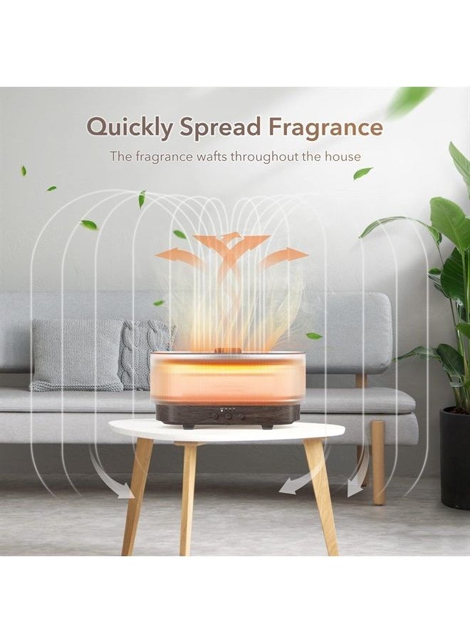 Flame Aroma Diffuser Humidifier Colorful, 6 Colors Quiet Essential Oil Diffusers, 2-6 Hour Timer Fragrance Oil Diffuser for Home,Office,Yoga, Waterless Auto-Off Protection 300ml