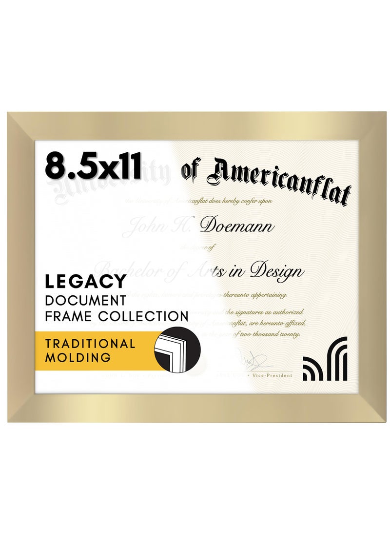 Americanflat Americanflat 85x11 Diploma Frame with ShatterResistant Glass  Document Frames with Engineered Wood  Legacy Collection  Certificate Frame for Tabletop and Wall Display  Gold 