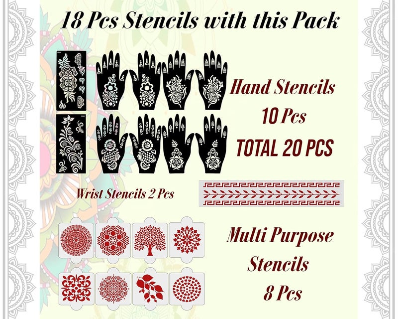 ivana's Ivanas Set of 20 Pcs Combo Pack Reusable Mehandi Design Sticker Stencils for Both Hand  Mehendi Design Stencils  Quick and Easy to Use for Girls Women Kids  Teen D2112 - Image 4