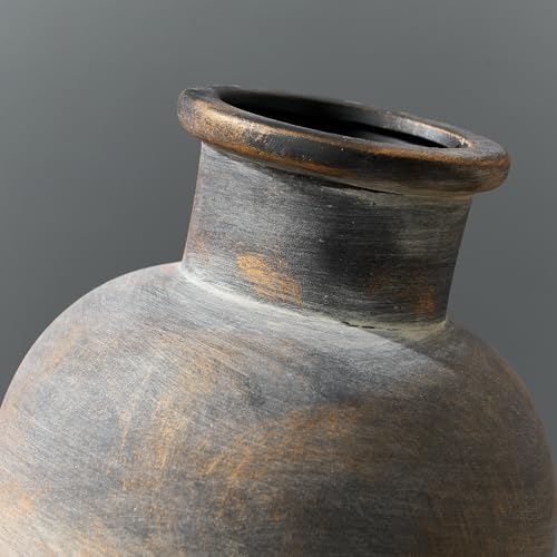 SIDUCAL Ceramic Rustic Farmhouse Vase | 6 Inch Pottery Decorative Flower | Boho | Terracotta Vase for Home Decor Table, Living Room, Bathroom Decoration, Shelf Decor, Mantel, Bronze - Image 5