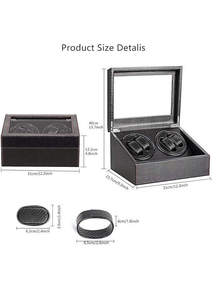 DUNISO Automatic Watch Winder，4+6 Wood Automatic Watch Winder Storage Display Box，Self-Winding Mechanical Watch Box，Luxurious and Elegant，Suitable for Men’s and Women’s Mechanical Watches，Black - Image 2