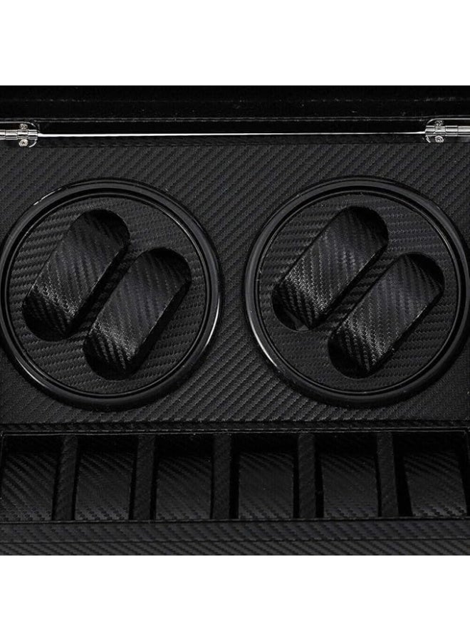 DUNISO Automatic Watch Winder，4+6 Wood Automatic Watch Winder Storage Display Box，Self-Winding Mechanical Watch Box，Luxurious and Elegant，Suitable for Men’s and Women’s Mechanical Watches，Black - Image 3