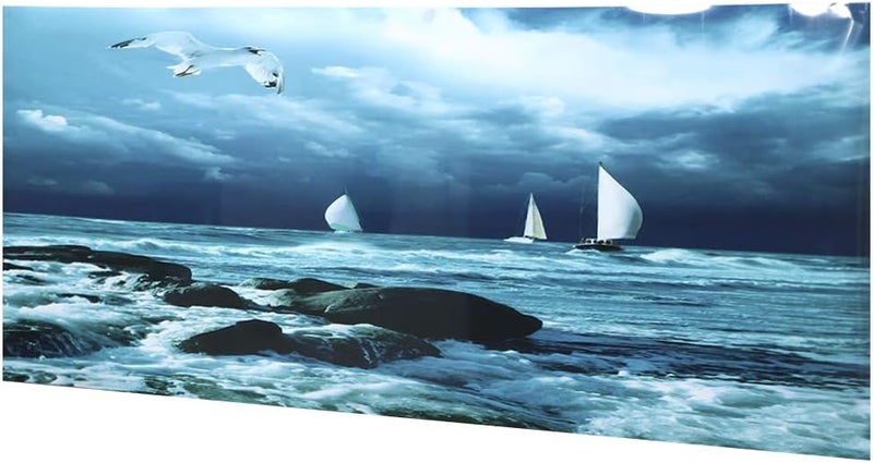 PVC Adhesive Sea Boat Sail Pattern Aquarium Background Poster, Fish Tank Decoration Sticker, High Transparency Self - Adhesive Film with 4 Sizes for Freshwater Saltwater (61 * 41cm) - Image 3