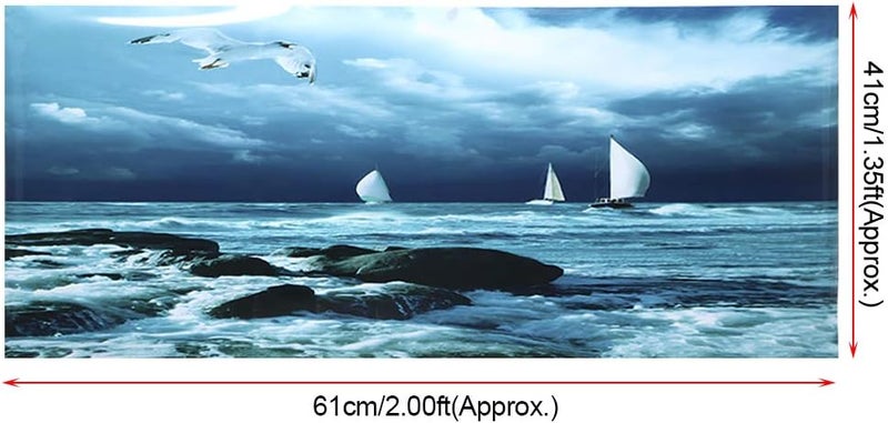 PVC Adhesive Sea Boat Sail Pattern Aquarium Background Poster, Fish Tank Decoration Sticker, High Transparency Self - Adhesive Film with 4 Sizes for Freshwater Saltwater (61 * 41cm) - Image 5