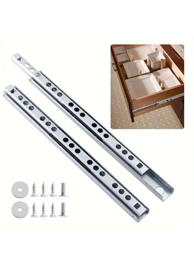Dual Direction Ball Bearing Drawer Slide Track 342mm 1 Pair Metal Glide System Cabinet Hardware - Image 1