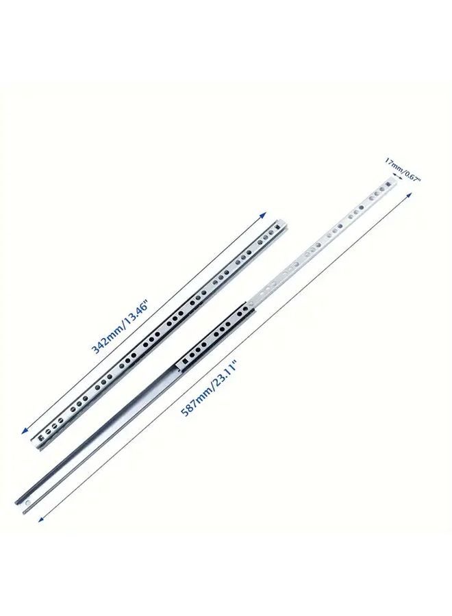 Dual Direction Ball Bearing Drawer Slide Track 342mm 1 Pair Metal Glide System Cabinet Hardware - Image 5