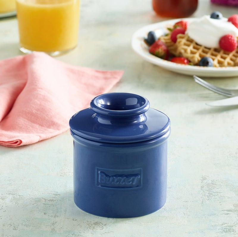 Butter Bell - The Original Butter Bell crock by L Tremain, a Countertop French Ceramic Butter Dish Keeper for Spreadable Butter, Café Retro Collection, Royal Blue, Glossy Finish - Image 2