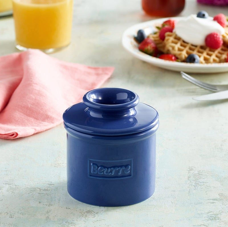 Butter Bell - The Original Butter Bell crock by L Tremain, a Countertop French Ceramic Butter Dish Keeper for Spreadable Butter, Café Retro Collection, Royal Blue, Glossy Finish - Image 4