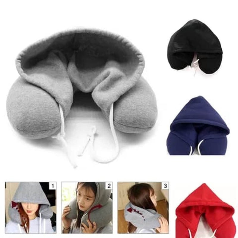 ZEXSAZONE for Neck Memory Foam, Hooded Travel Neck Pillow for Adults, Comfortable Neck Pillow for Travel with Hoodie, Flight Pillow, Airplane Pillow, Travel Cushion for Plane Car, Train - Image 3