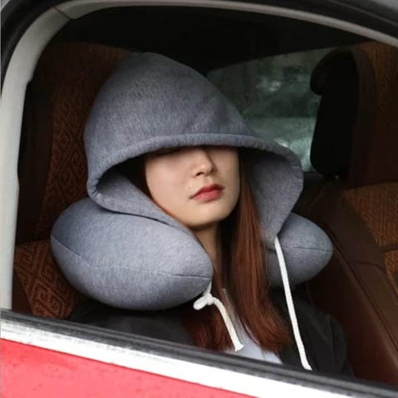ZEXSAZONE for Neck Memory Foam, Hooded Travel Neck Pillow for Adults, Comfortable Neck Pillow for Travel with Hoodie, Flight Pillow, Airplane Pillow, Travel Cushion for Plane Car, Train - Image 4