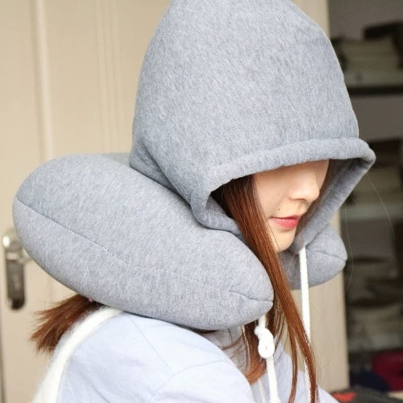 ZEXSAZONE for Neck Memory Foam, Hooded Travel Neck Pillow for Adults, Comfortable Neck Pillow for Travel with Hoodie, Flight Pillow, Airplane Pillow, Travel Cushion for Plane Car, Train - Image 5