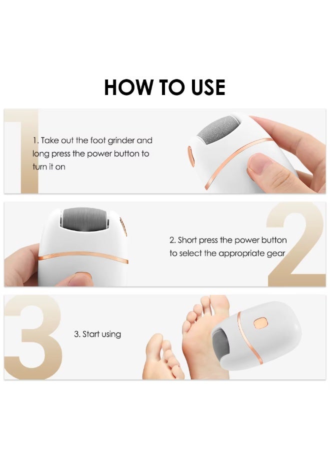 مبرد قدم كهربائي قابل لإعادة الشحن عبر منفذ USB لإزالة الجلد الميت، بسرعتين 9000/12000 دورة في الدقيقة، رأس طحن ماسي، ضوء LED، مستشعر أمان ذكي للعناية بالقدمين المتشققة والجافة - Image 3