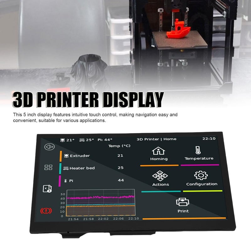 5 Inch Touch Screen Display, Replacement for 3D Printer with Intuitive Touch Control, Fit for RasPi and BTTPi 2, DSI Interface No External Power Needed - Image 2