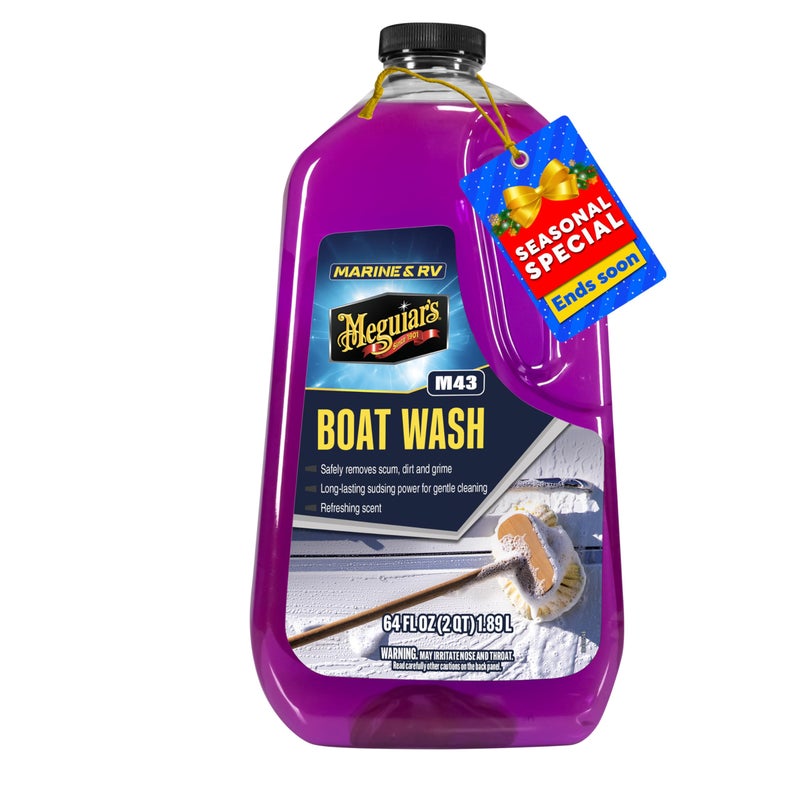 Meguiar's M43 Marine/RV Boat Wash, pH-Balanced Boat/RV Wash for Protecting Fiberglass and Gel Coat, Streak-Free Shine that Keeps Surfaces Clean and Protected, 64 Oz - Image 1