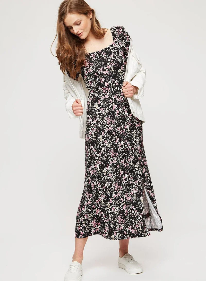 DOROTHY PERKINS Side Split Floral Print Puff Sleeve Dress
