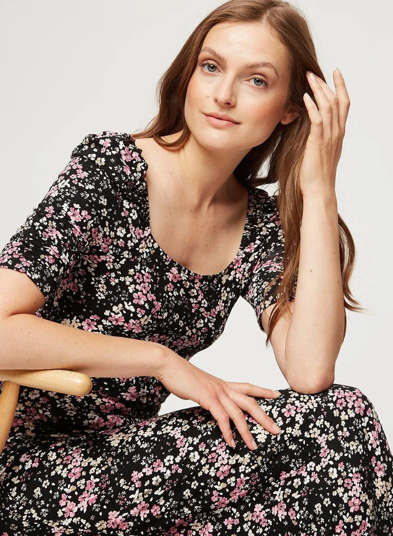 DOROTHY PERKINS Side Split Floral Print Puff Sleeve Dress