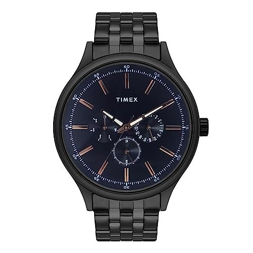 TIMEX Analog Watch for Man with Black Round Dial & Black Stainless Steel Bracelet Band Water Resistant Men's Wrist Watches - TWEG184SMU11 - Image 1