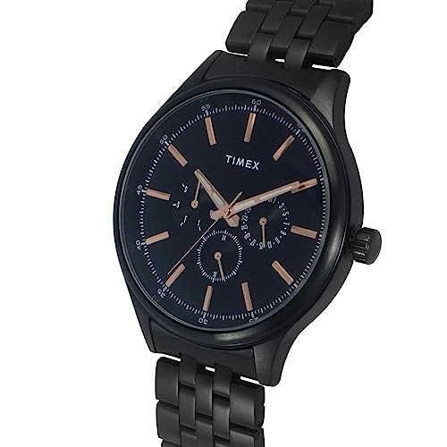 TIMEX Analog Watch for Man with Black Round Dial & Black Stainless Steel Bracelet Band Water Resistant Men's Wrist Watches - TWEG184SMU11 - Image 2