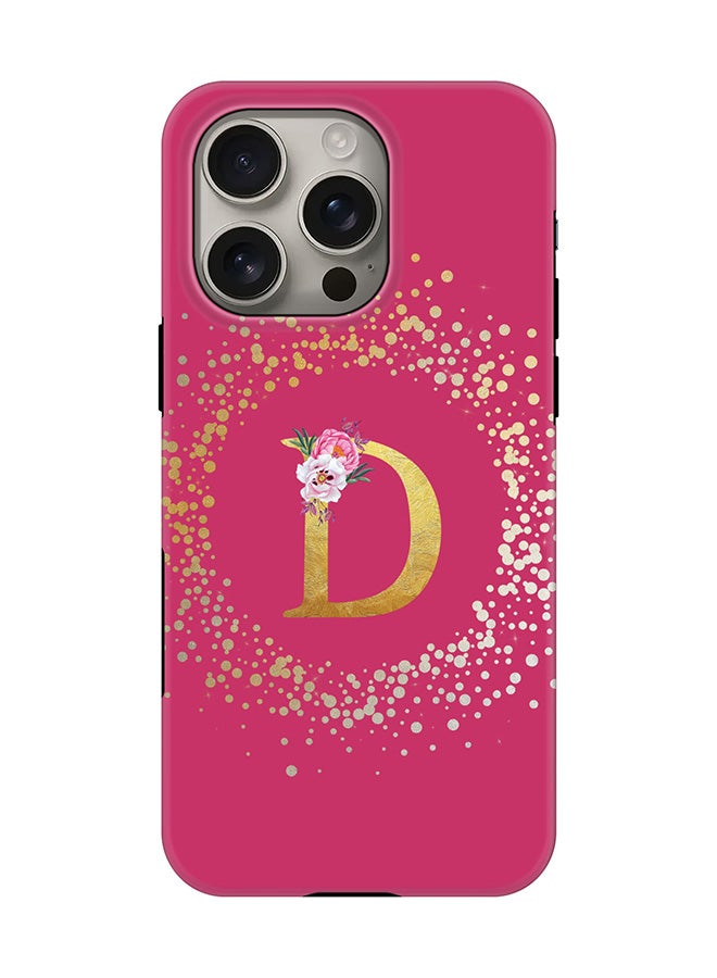 Stylizedd Tough Pro Magnetic Case for iPhone 16 Pro, Dual Layer hybrid PC + TPU Mobile Cover Matte - Custom Monogram Floral - D ( Deep Pink ) - Image 1