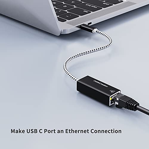 CableCreation USB C to Ethernet Adapter,CableCreation USB Type C (Thunderbolt 3) to RJ45 Gigabit Ethernet Adapter 10/100/1000 Mbp,USB to Cat5 Lan Network Converter Compatible with Galaxy S22 Ultra, iPad Pro 2020, MacBook Pro, Chromebook Pixel, Dell XPS 13 Aluminum - Image 2