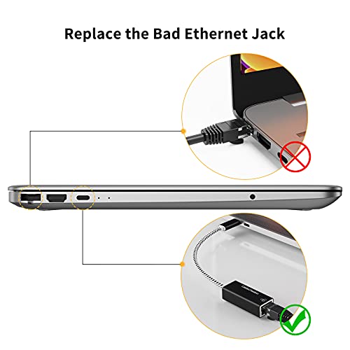 CableCreation USB C to Ethernet Adapter,CableCreation USB Type C (Thunderbolt 3) to RJ45 Gigabit Ethernet Adapter 10/100/1000 Mbp,USB to Cat5 Lan Network Converter Compatible with Galaxy S22 Ultra, iPad Pro 2020, MacBook Pro, Chromebook Pixel, Dell XPS 13 Aluminum - Image 3