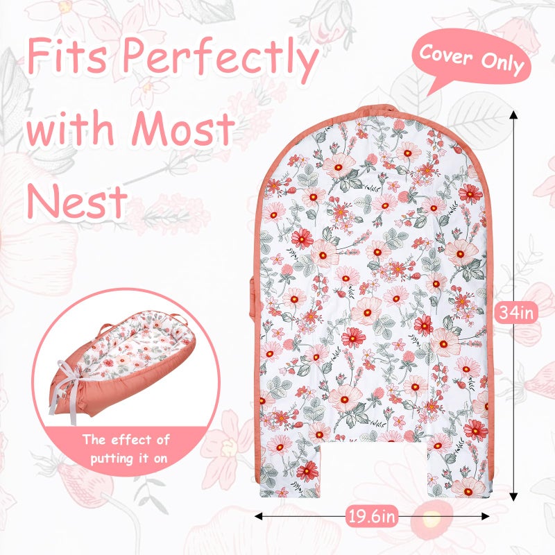 DAYEEBALL Baby Lounger Replacement Cover, Pink Baby Nest Backup Cover Reversible Breathable Adjustable, 100% Cotton, Machine Washable (Cover Only) - Image 4