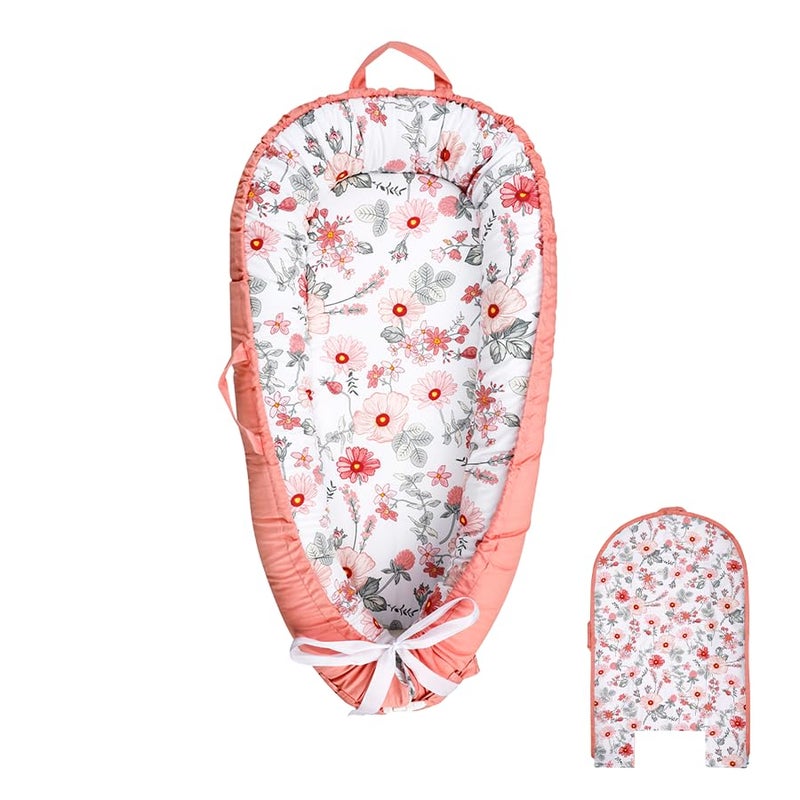 DAYEEBALL Baby Lounger Replacement Cover, Pink Baby Nest Backup Cover Reversible Breathable Adjustable, 100% Cotton, Machine Washable (Cover Only) - Image 1