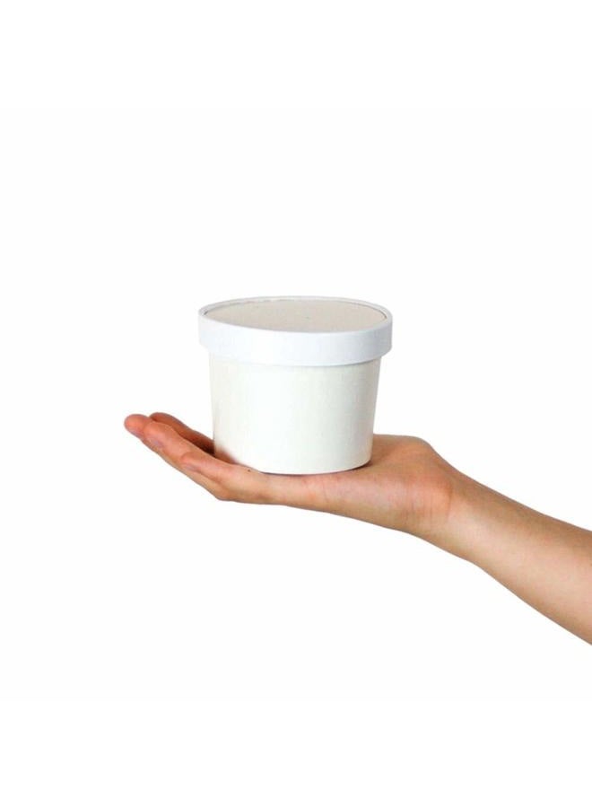 AMZ Empire Disposable Paper Cups 12 Oz with Lids and Spoons/50 Sets/Combo Pack For Soup Dessert Granola Ice Cream Yogurt/12 Ounce Paper Bowls for Hot or Cold Food/Home, Everyday Use, Catering - Image 3
