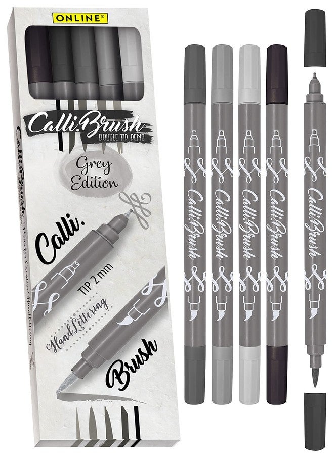 Online Calligraphy Brush Pens Grey Dual Tip with Calligraphy Nib and Brush - Image 1