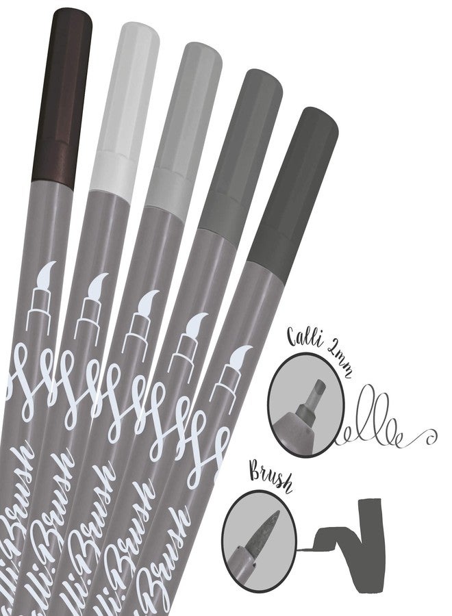 Online Calligraphy Brush Pens Grey Dual Tip with Calligraphy Nib and Brush - Image 4