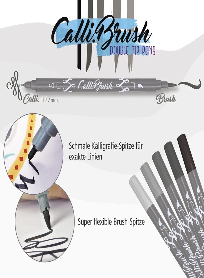 Online Calligraphy Brush Pens Grey Dual Tip with Calligraphy Nib and Brush - Image 3