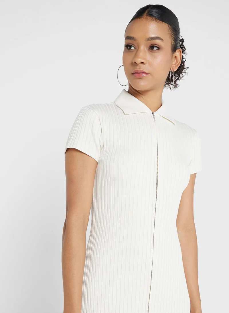 CALVIN KLEIN Ribbed Zip-Up Dress