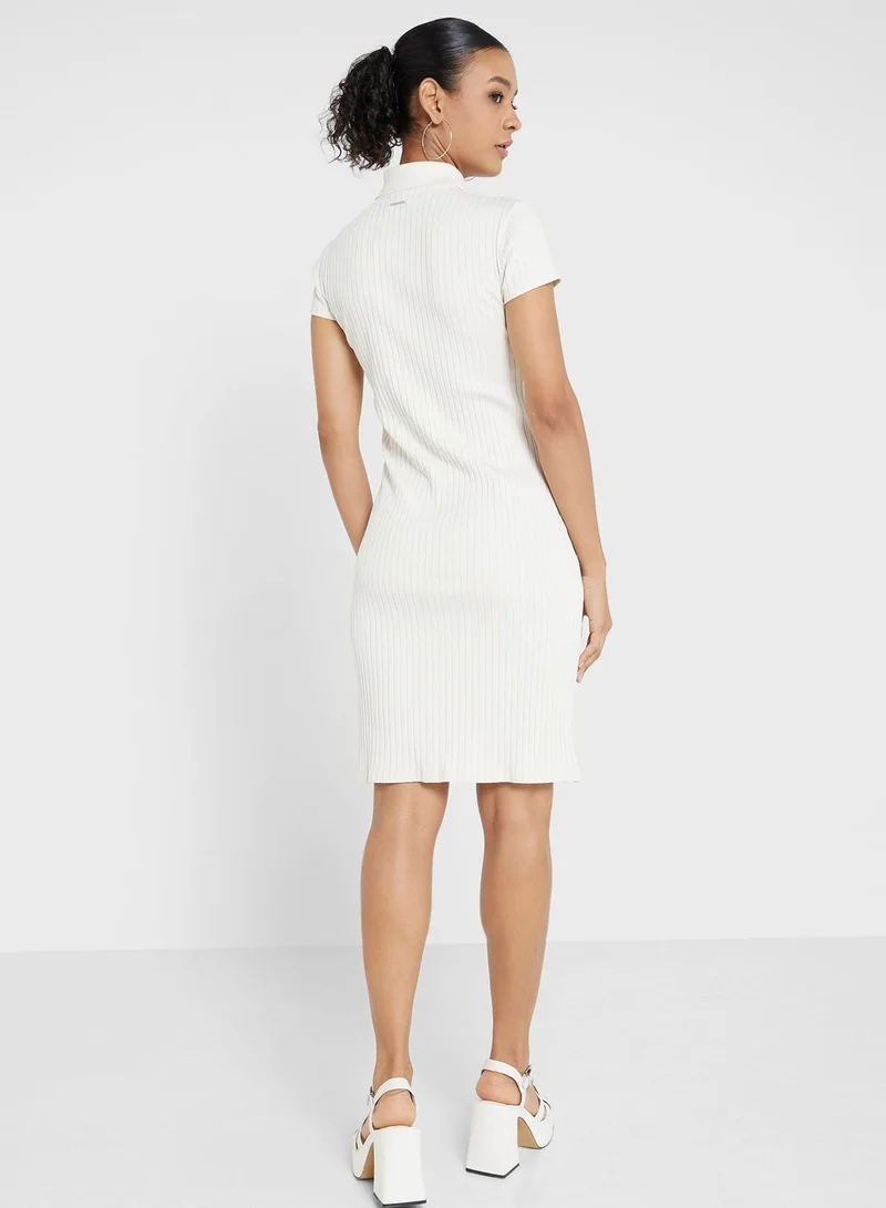 CALVIN KLEIN Ribbed Zip-Up Dress