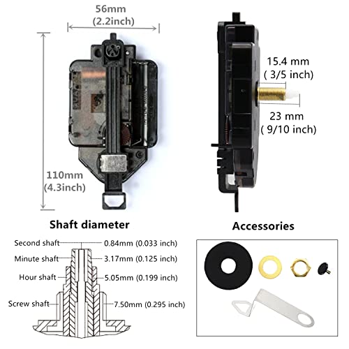 TIKROUND Youngtown 12888 Pendulum Type Movement Step Clock Accessory Quartz DIY Movement Kits,1/2 Inch Maximum Dial Thickness, 9/10 Inch Total Shaft Length. - Image 2