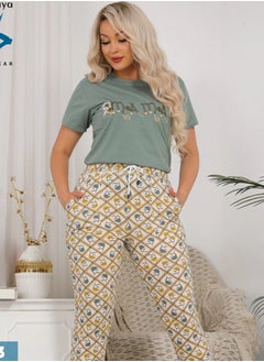 Star Tex Women's 2 Piece Pajama Set T-Shirt Pants Elegant Cotton Pajama Set  - Image 1