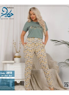 Star Tex Women's 2 Piece Pajama Set T-Shirt Pants Elegant Cotton Pajama Set  - Image 4